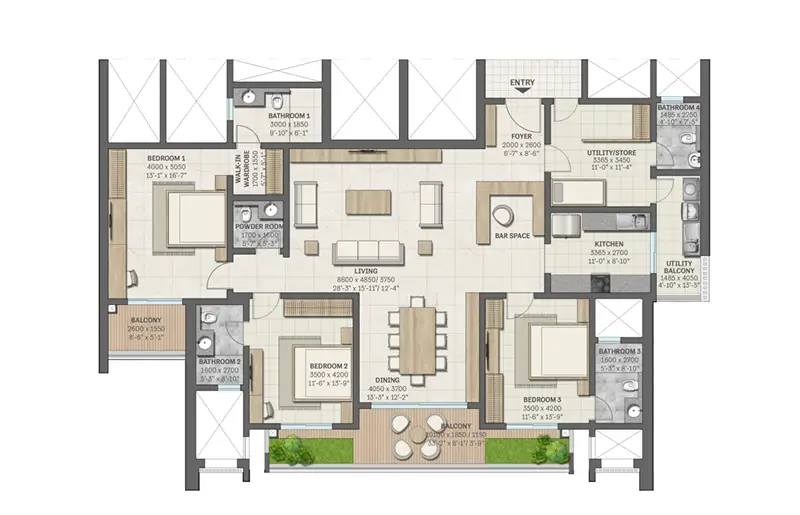 Ashtech 3BHK floor plan